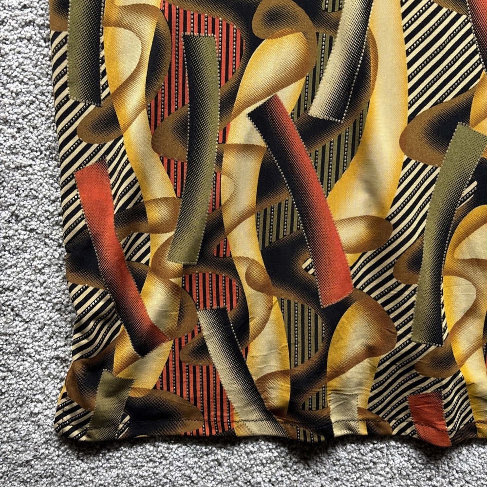 Vintage Creme De Silk Shirt‎ Mens MEDIUM Abstract Art ColorBlock Metallic Button - Picture 13 of 16